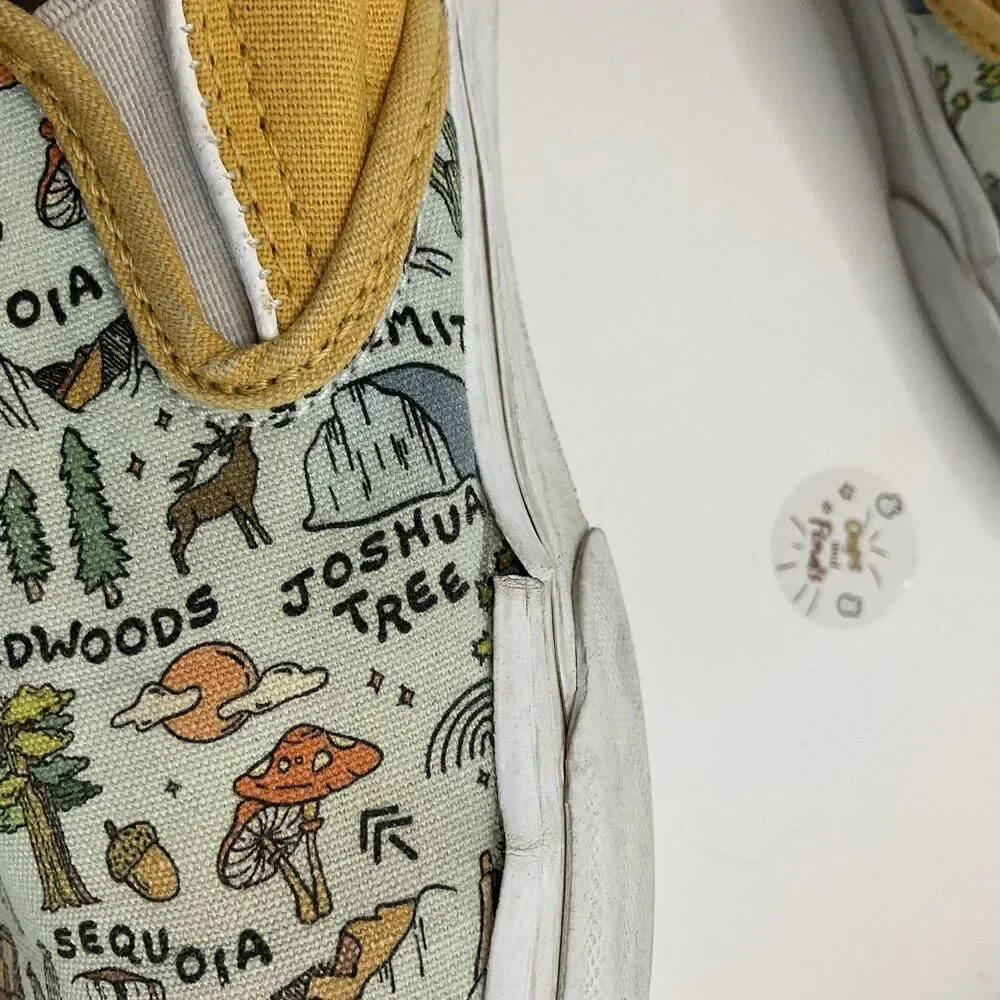 Vans Customs California National Parks Slip-On Sneakers M 5.5 W 7.0 Needs Repair